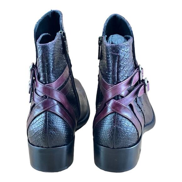 Jo Ghost Men size 8.5  Croc-Embossed Leather Boots Shoes - Picture 9 of 13